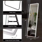 Specchio per trucco a LED regolabile 64x21 pollici, specchio da bagno illuminato con luminosità dimmerabile, bianco
