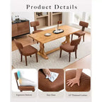 Sedie da pranzo moderne in tessuto, sedie da cucina imbottite con telaio in legno massello, gambe in legno, finiture con borchie