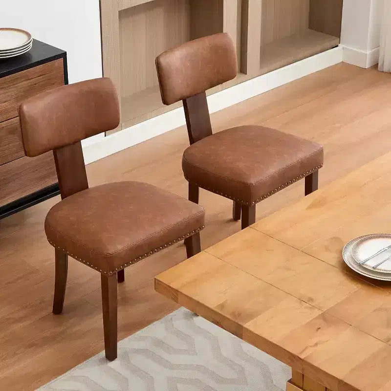 Sedie da pranzo moderne in tessuto, sedie da cucina imbottite con telaio in legno massello, gambe in legno, finiture con borchie