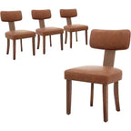 Sedie da pranzo moderne in tessuto, sedie da cucina imbottite con telaio in legno massello, gambe in legno, finiture con borchie