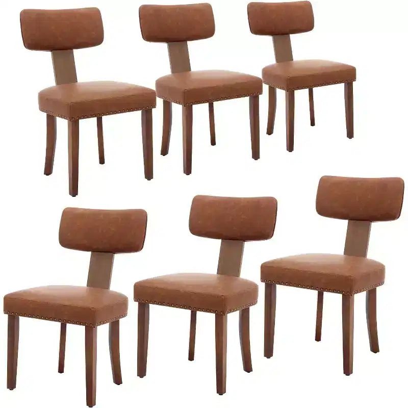 Sedie da pranzo moderne in tessuto, sedie da cucina imbottite con telaio in legno massello, gambe in legno, finiture con borchie