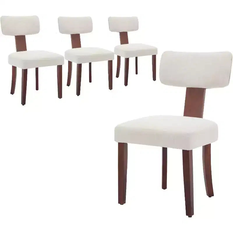 Sedie da pranzo moderne in tessuto, sedie da cucina imbottite con telaio in legno massello, gambe in legno, finiture con borchie