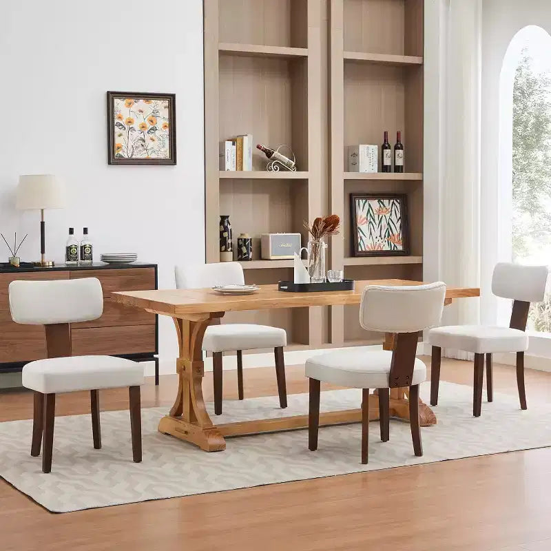 Modern Fabric Dining Chairs, Upholstered Kitchen Chairs with Hardwood Frame, Wood Legs, Nailhead Trim