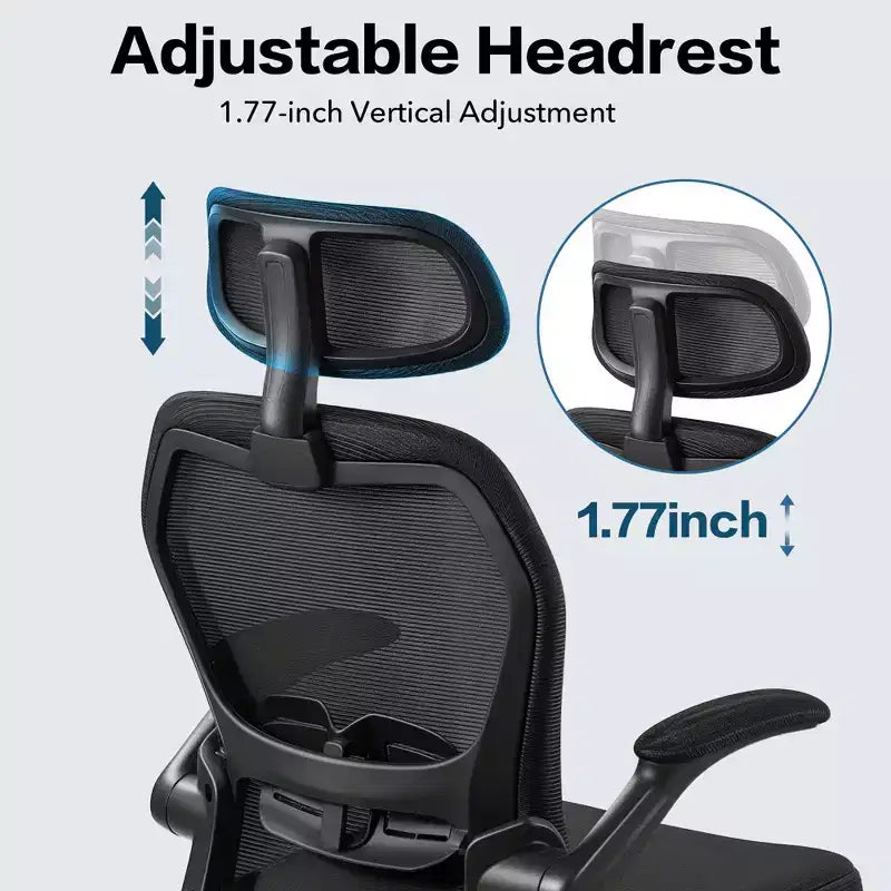 Sedia da ufficio ergonomica in rete con poggiatesta, supporto lombare e braccioli ribaltabili