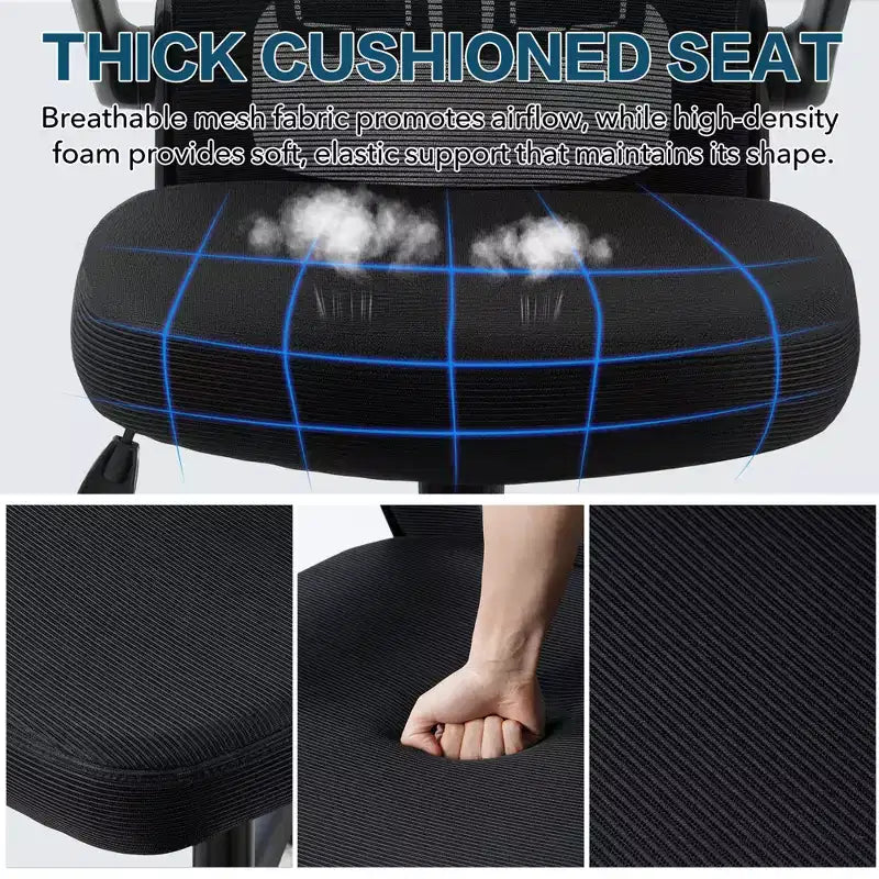 Sedia da ufficio ergonomica in rete con poggiatesta, supporto lombare e braccioli ribaltabili