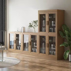 Mobiletto in Legno, Organizzatore Contenitore con Ripiani Regolabili e Ante in Vetro per Cucina Camera da Letto Ingresso Soggiorno Sala da Pranzo