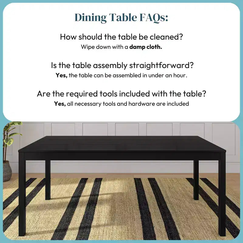 Now Furniture 72 Tavolo da pranzo in legno per 6 persone, Tavolo da cucina rettangolare
