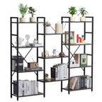VEVOR Triple Metal Bookshelf, 11-Tier Industrial Bookshelf, Large Rustic Vintage Storage Bookcase with Open Shelves, Freestanding Display Shelving