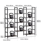 VEVOR Scaffale Triplo in Metallo, Libreria Industriale a 11 Ripiani, Ampia Libreria Rustica Vintage con Ripiani Aperti, Scaffalatura Espositiva Indipendente