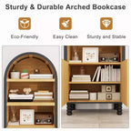 EROMMY Libreria a 5 ripiani ad arco con ripiani aperti e armadietto