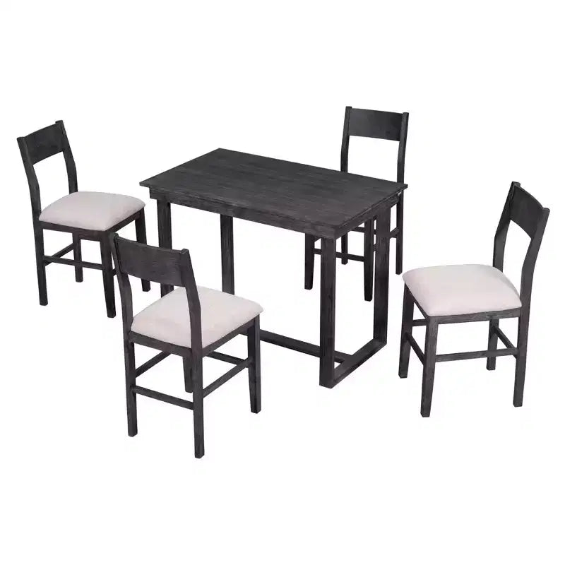 Set da pranzo Whisen a 5 pezzi, altezza bancone, con tavolo e 4 sedie