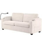 Divanetto trasformabile in velluto a coste Whisen 72.8 con materasso, porte USB e contenitore