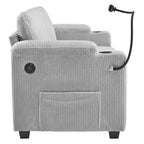 Divanetto trasformabile in velluto a coste Whisen 72.8 con materasso, porte USB e contenitore
