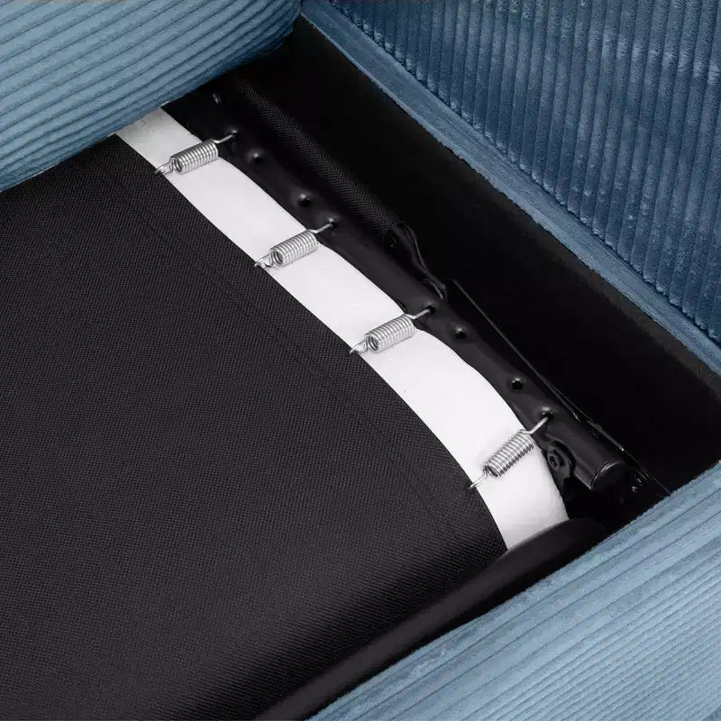 Divanetto trasformabile in velluto a coste Whisen 72.8 con materasso, porte USB e contenitore