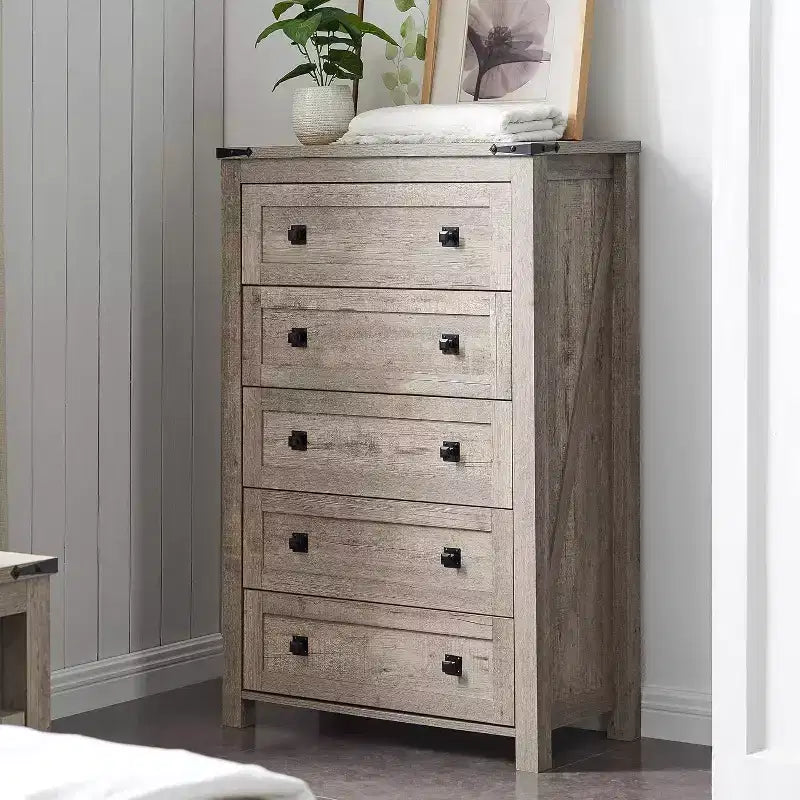 Comò per camera da letto, cassettiera ampia in legno rustico stile fattoria, organizer con cassetti per camera da letto, soggiorno, corridoio