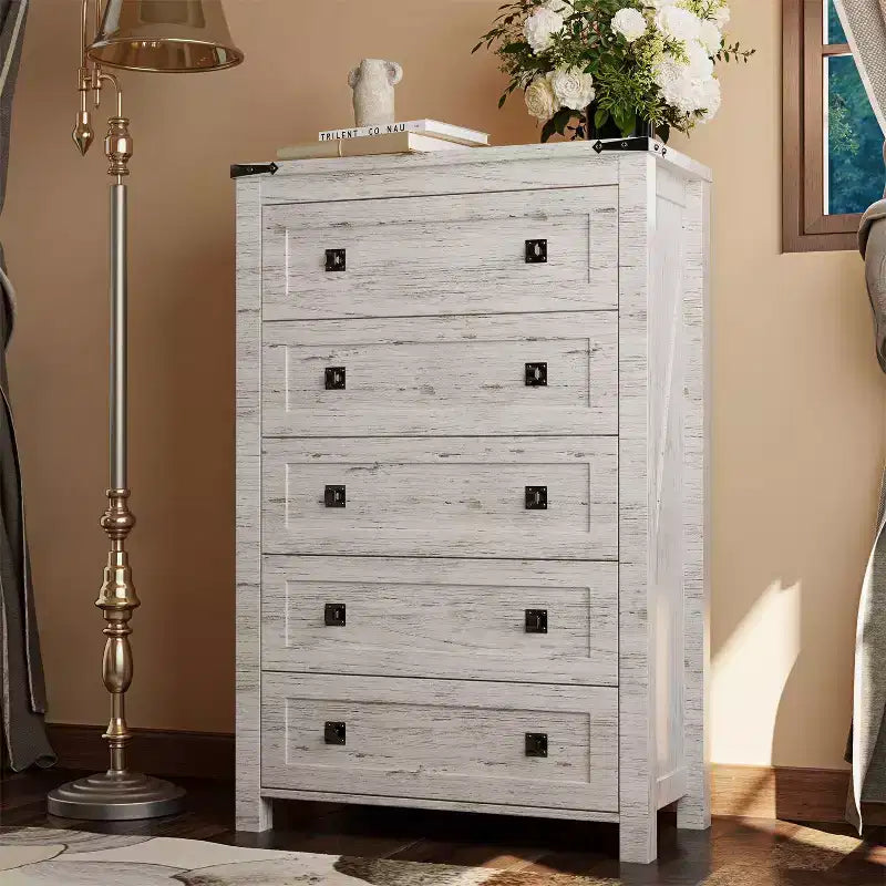 Comò per camera da letto, cassettiera ampia in legno rustico stile fattoria, organizer con cassetti per camera da letto, soggiorno, corridoio