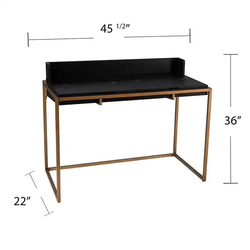 Scrivania Caldlin Flip-Top con vano contenitore - Nera - SEI