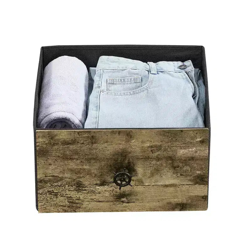 Cassettiera in legno VECELO a 5 cassetti, comodino/tavolino per soggiorno o camera da letto, maniglia a strappo, grigio