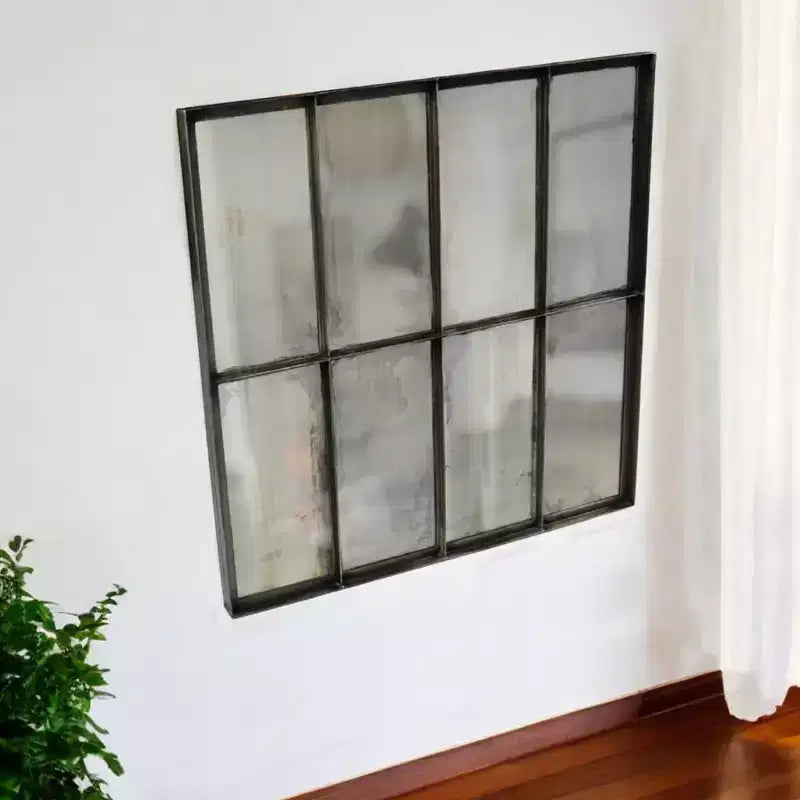 HomeRoots 40 Specchio accentato con cornice quadrata in metallo nero