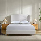 GDFStudio Hyman Chenille Upholstered Wood Wingback Platform Bed Frame with 54 High Headboard