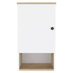 HomeRoots 16 Light Oak And White Wall Mounted Cabinet With Three Shelves