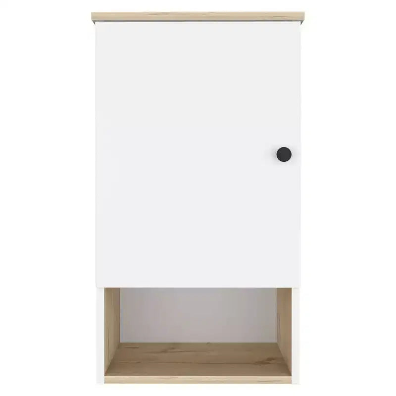 HomeRoots 16 Light Oak And White Wall Mounted Cabinet With Three Shelves