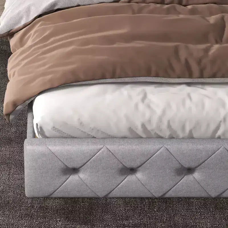 Struttura Letto con Testiera Illuminata, Struttura Letto con Porta USB a Ricarica Rapida, Struttura Letto Imbottita con Piattaforma, Nessuna Molla Richiesta