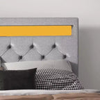 Struttura Letto con Testiera Illuminata, Struttura Letto con Porta USB a Ricarica Rapida, Struttura Letto Imbottita con Piattaforma, Nessuna Molla Richiesta