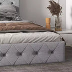 Struttura Letto con Testiera Illuminata, Struttura Letto con Porta USB a Ricarica Rapida, Struttura Letto Imbottita con Piattaforma, Nessuna Molla Richiesta