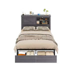AMERLIFE 47.2 H Struttura letto con testiera libreria, stazione di ricarica, 2 cassetti