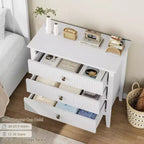 Comò scanalato a 3 cassetti, comodino a comò largo, cassettiera moderna in legno, grande armadio di stoccaggio verniciato per armadio, corridoio, ingresso, camera da letto