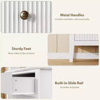 Comò scanalato a 3 cassetti, comodino a comò largo, cassettiera moderna in legno, grande armadio di stoccaggio verniciato per armadio, corridoio, ingresso, camera da letto