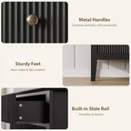 Comò scanalato a 3 cassetti, comodino a comò largo, cassettiera moderna in legno, grande armadio di stoccaggio verniciato per armadio, corridoio, ingresso, camera da letto