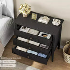 Comò scanalato a 3 cassetti, comodino a comò largo, cassettiera moderna in legno, grande armadio di stoccaggio verniciato per armadio, corridoio, ingresso, camera da letto