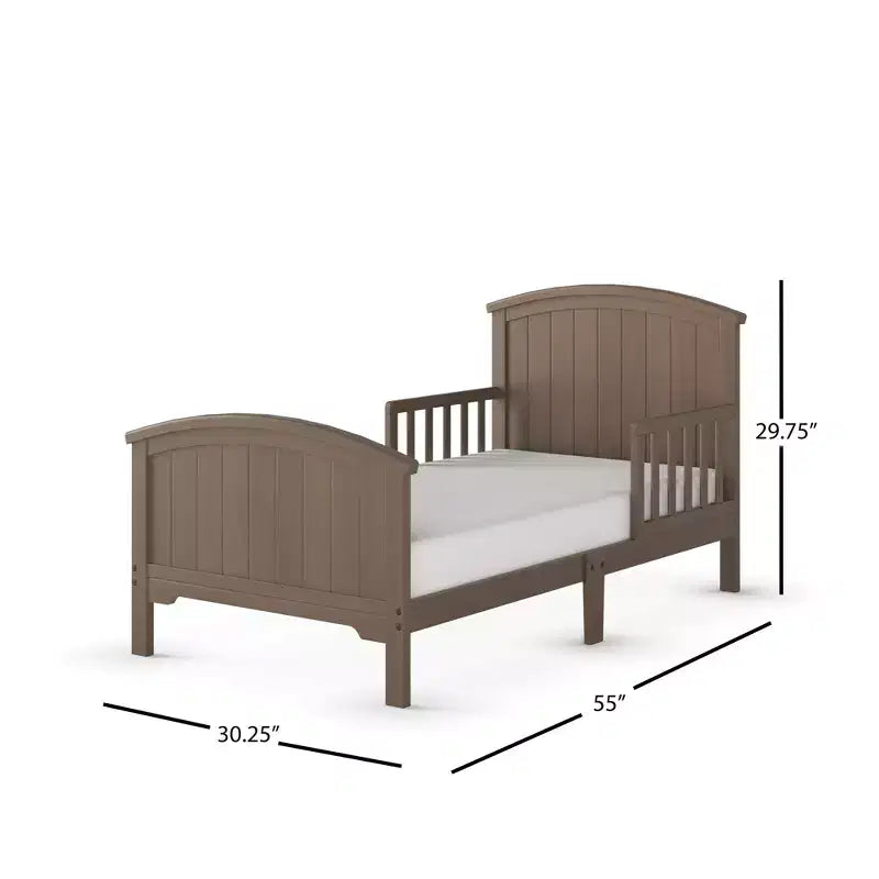 Lettino per bambini Child Craft Hampton con parte superiore ad arco e sponde di protezione, design ribassato, in legno di pino, linee pulite adatte a qualsiasi arredamento