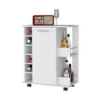 Carrello da bar HomeRoots bianco con ruote e portabottiglie