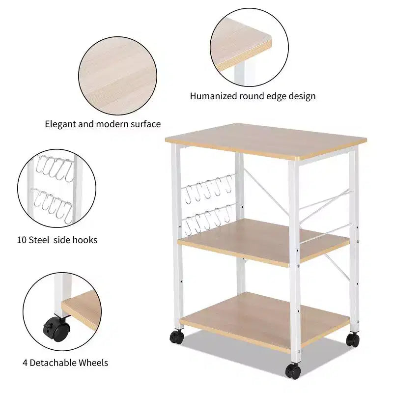 Karl Scaffale del Forno 3 Livelli, Carrello da Cucina, Supporto per Forno a Microonde