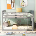 CLIHOME Letto a Castello Matrimoniale con Scala per Camera da Letto, Dormitorio