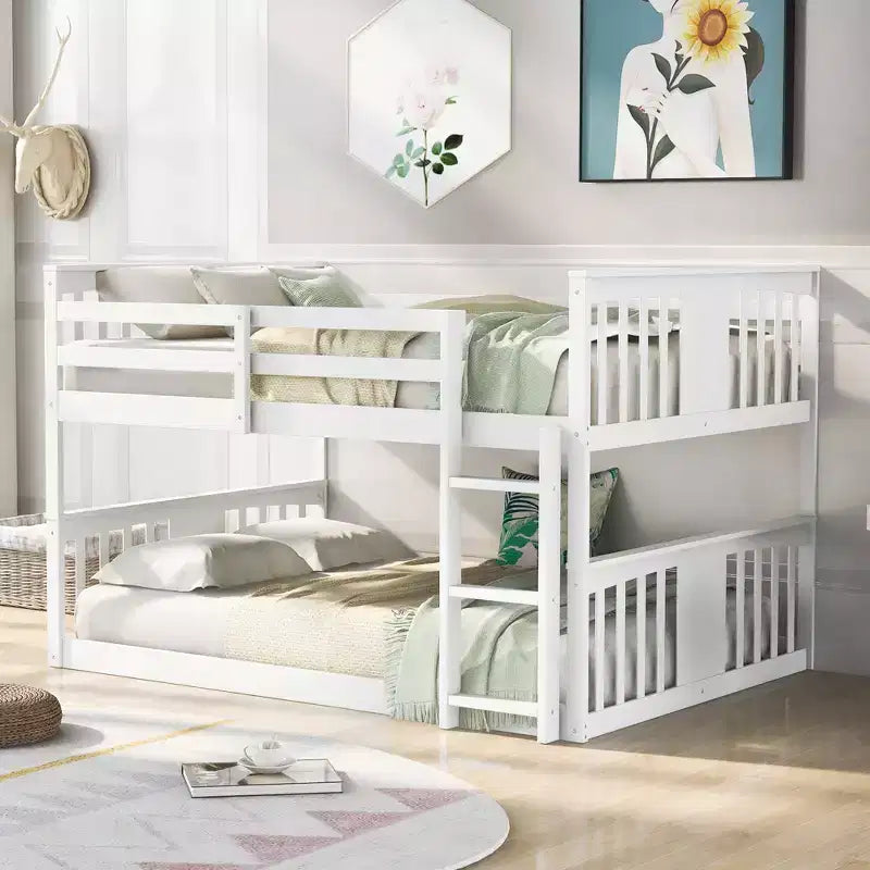 CLIHOME Letto a Castello Matrimoniale con Scala per Camera da Letto, Dormitorio