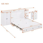 Letto a scomparsa Queen Size CLIHOME, versatile, con porta USB, ampio cassetto e armadio/scrivania
