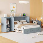 Letto a scomparsa Queen Size CLIHOME, versatile, con porta USB, ampio cassetto e armadio/scrivania