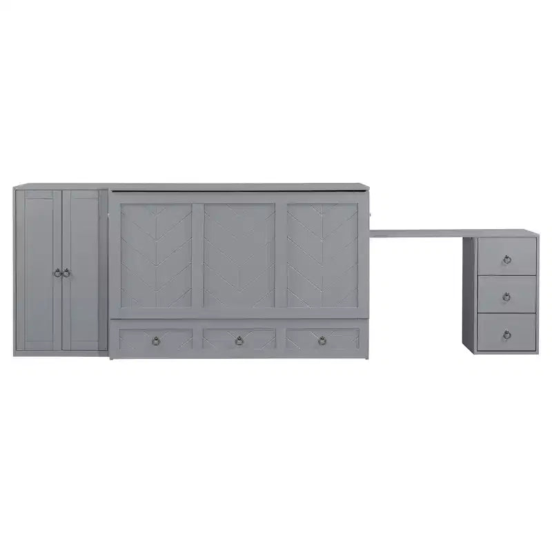 Letto a scomparsa Queen Size CLIHOME, versatile, con porta USB, ampio cassetto e armadio/scrivania