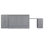 Letto a scomparsa Queen Size CLIHOME, versatile, con porta USB, ampio cassetto e armadio/scrivania