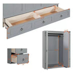 Letto a scomparsa Queen Size CLIHOME, versatile, con porta USB, ampio cassetto e armadio/scrivania