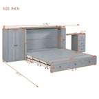 Letto a scomparsa Queen Size CLIHOME, versatile, con porta USB, ampio cassetto e armadio/scrivania