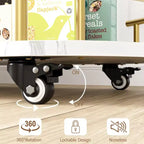 Carrello da bar a 3 ripiani CuisinSmart, carrello da bar girevole dorato con portabottiglie e porta bicchieri, carrello da portata con ruote