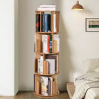Libreria Girevole in Legno, Scaffale a 4 Ripiani con Display a 360 Gradi, Organizzatore di Archiviazione Multifunzionale per Bambini e Adulti in Soggiorno