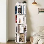 Libreria Girevole in Legno, Scaffale a 4 Ripiani con Display a 360 Gradi, Organizzatore di Archiviazione Multifunzionale per Bambini e Adulti in Soggiorno