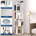 Libreria Girevole in Legno, Scaffale a 4 Ripiani con Display a 360 Gradi, Organizzatore di Archiviazione Multifunzionale per Bambini e Adulti in Soggiorno