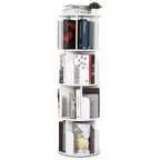 Wooden Rotating Bookshelf, 4-Tier 360 Display Floor-Standing Bookcase, Multi-Functional Storage Organizer for Kids and Adults in Living Room